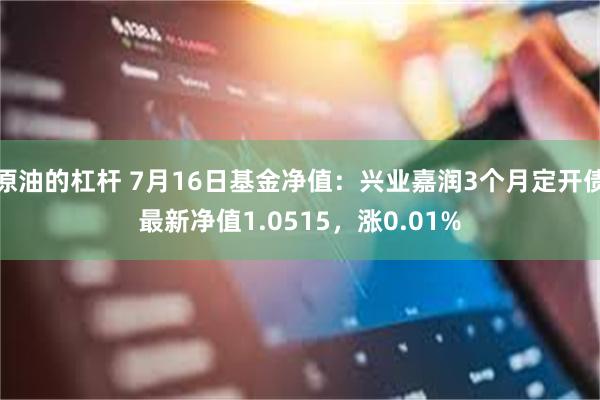 原油的杠杆 7月16日基金净值：兴业嘉润3个月定开债最新净值1.0515，涨0.01%