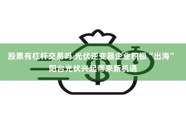 股票有杠杆交易吗 光伏逆变器企业积极“出海” 阳台光伏兴起带来新机遇