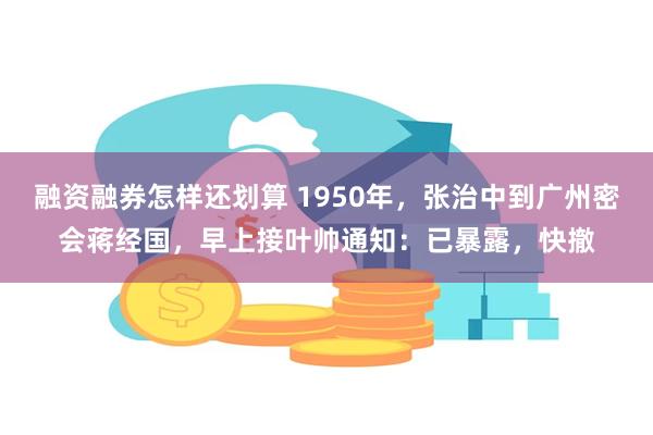 融资融券怎样还划算 1950年，张治中到广州密会蒋经国，早上接叶帅通知：已暴露，快撤