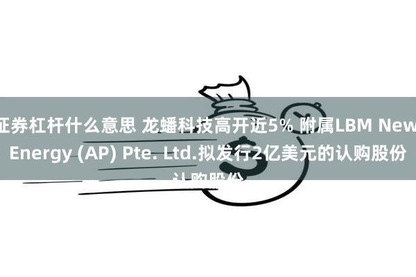 证券杠杆什么意思 龙蟠科技高开近5% 附属LBM New Energy (AP) Pte. Ltd.拟发行2亿美元的认购股份