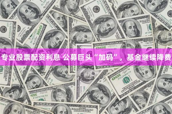 专业股票配资利息 公募巨头“加码”，基金继续降费